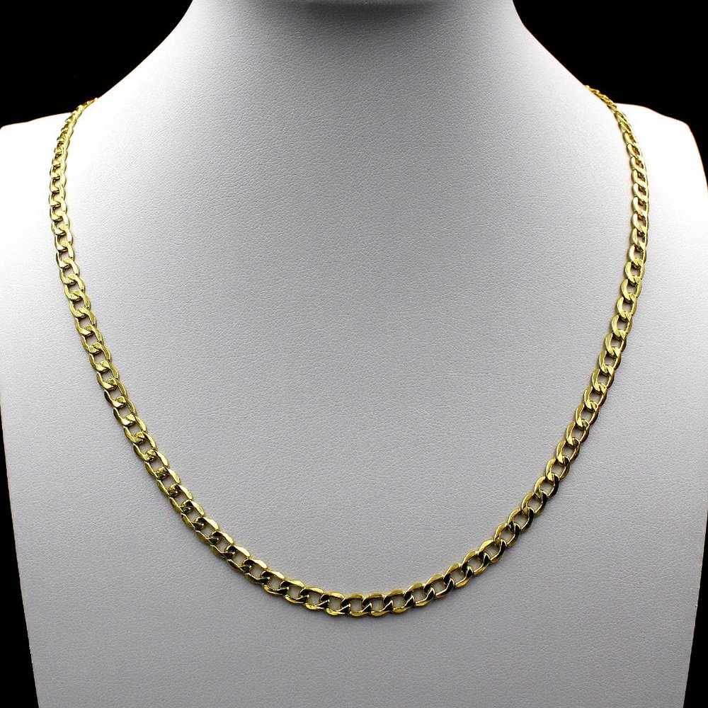 Real 10K Yellow Gold 2.5mm 22" Cuban Curb Link Chain Necklace